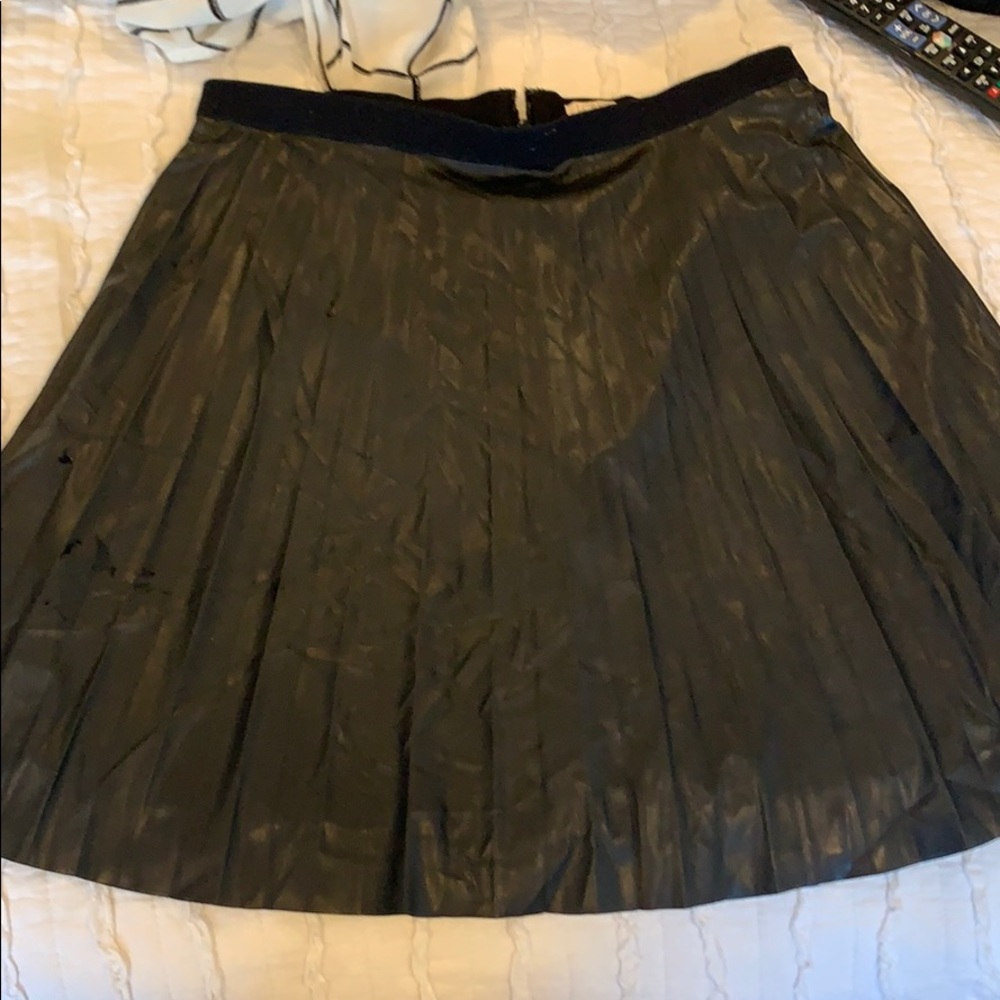Pleated leather skirt